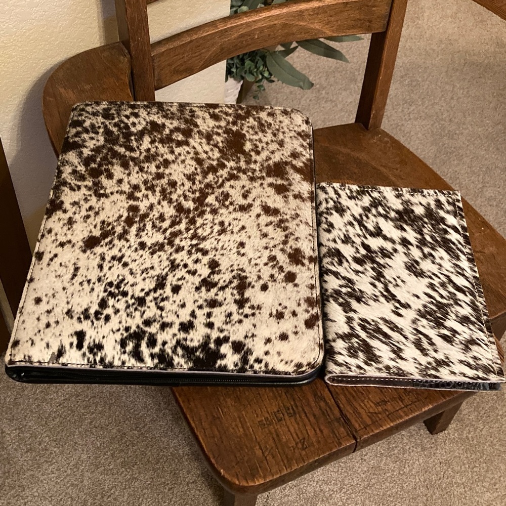 Hair on Hide (HOH)/Leather Binder & Merrick's HOH/Leather Address Book Bundle - Picture 2 of 15